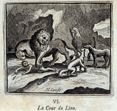 Lví dvůr. Bajky od Jeana de La Fontaine (1621-95). Ilustrace François Chauveau (1613-1676). Vydání z roku 1728. od Francois Chauveau