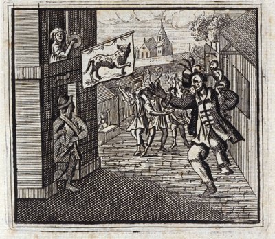 Opice a leopard. Bajky Jean de La Fontaine (1621-95). Ilustrace Francois Chauveau (1613-1676). Vydání z roku 1728. od Francois Chauveau