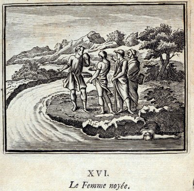 Žena Noyee. Bajky Jean de La Fontaine (1621-95). Ilustrace François Chauveau (1613-1676). Vydání z roku 1728. od Francois Chauveau