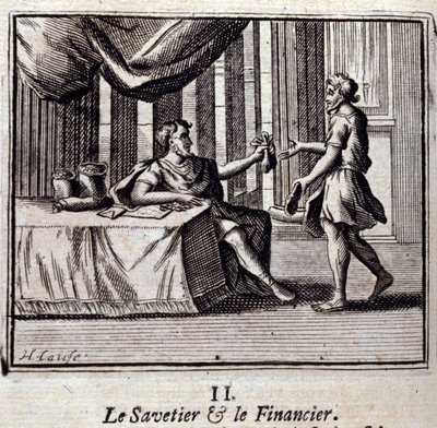 Zachránce a nálezce. Bajky od Jeana de La Fontaine (1621-95). Ilustrace François Chauveau (1613-1676). Vydání z roku 1728. od Francois Chauveau