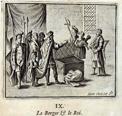 Pastýř a král. Bajky Jean de La Fontaine (1621-95). Ilustrace François Chauveau (1613-1676). Vydání z roku 1728. od Francois Chauveau