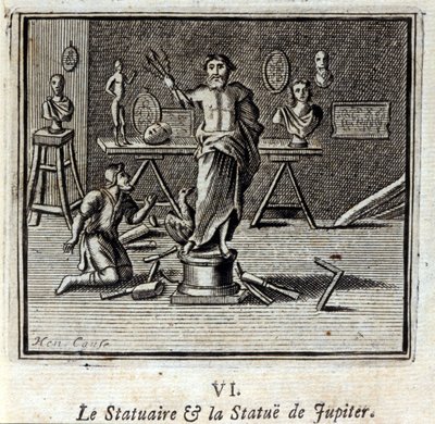 Socha a socha Jupitera. Bajky Jean de La Fontaine (1621-95). Ilustrace François Chauveau (1613-1676). Vydání z roku 1728. od Francois Chauveau