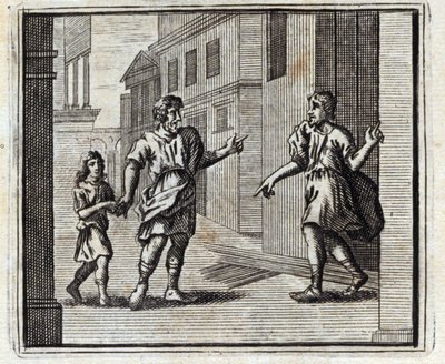 Depozitář je nevěrný. Bajky Jean de La Fontaine (1621-95). Ilustrace François Chauveau (1613-1676). Vydání z roku 1728. od Francois Chauveau