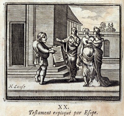 Will vysvětlil Ezop. Bajky Jean de La Fontaine (1621-95). Ilustrace Francois Chauveau (1613-1676). Vydání z roku 1728. od Francois Chauveau