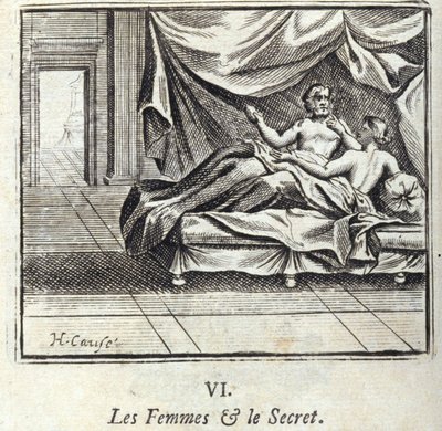 Ženy a tajemství. Bajky Jean de La Fontaine (1621-95). Ilustrace Francois Chauveau (1613-1676). Vydání z roku 1728. od Francois Chauveau