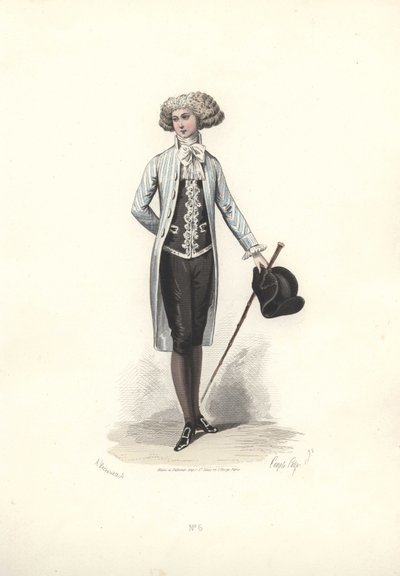 Elegantní muž v pruhovaném kabátě, éra Marie Antoinetty. od Francois Claudius Compte Calix