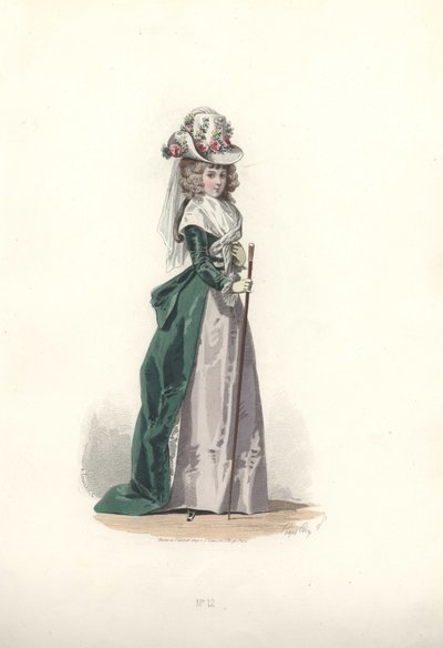 Žena v chapeau a redingote, éra Marie Antoinetty. od Francois Claudius Compte Calix