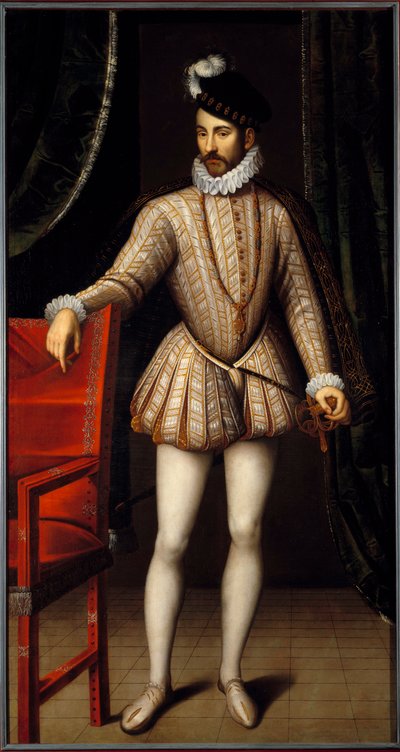 Portrét na nohou francouzského krále Karla IX. (1550 - 1574). Obraz Francoise Cloueta (1515-1572) od François Clouet