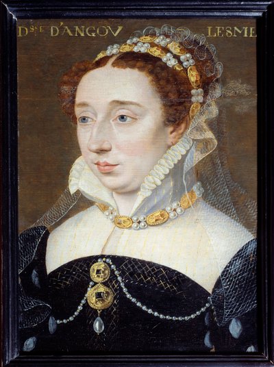 Portrét Diany Francouzské, vévodkyně z Angouleme (1538-1619), legitimní dcery Jindřicha IV. Obraz Francoise Cloueta (1515-1572) 16. století Sun. 0,31x0,23 m Paříž, Musee Carnavalet od François Clouet