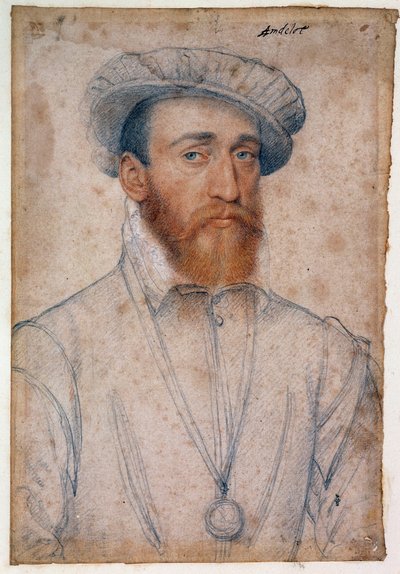 Portrét Francoise de Coligny, pána Andelotu (1521 - 1569). Kreslení krve a černého kamene od Clouet Francois (1515-1572) od François Clouet