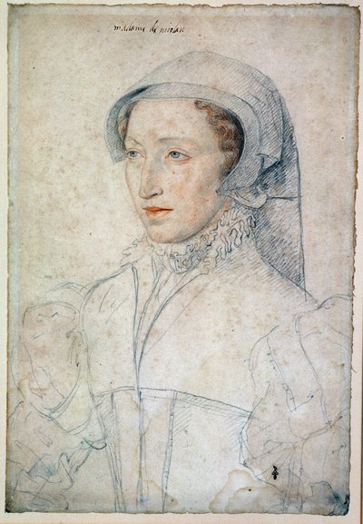 Portrét Francoise Mareschal z Parc lady z Mitte-de-Miolans, manželky Jana III. z Miolans (asi 1520-1575). Čestná dáma Kateřiny Medicejské. Kresba černým kamenem a krví od Francoise Cloueta (1515). od François Clouet