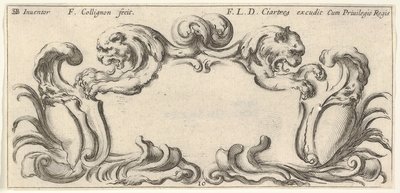 Deska 10: kartuše s hlavami dvou lvů v profilu vlevo a vpravo v t..., ca. 1640-45. od Francois Collignon