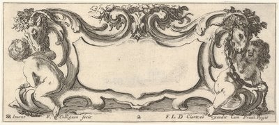 Deska 2: kartuše s dítětem při pohledu zezadu doleva a dítětem při pohledu z ..., ca. 1640-45. od Francois Collignon