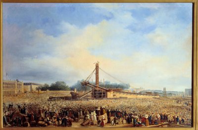 Vztyčení obelisku de Luxor Place de la Concorde v Paříži (25. října od Francois Dubois