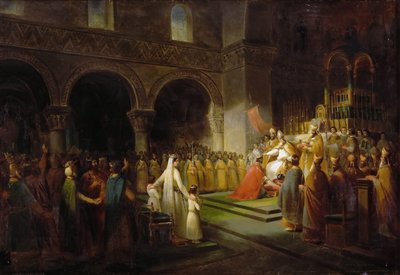 Pomazání Pepina Krátkého v Saint-Denis, 28. července 754 od Francois Dubois