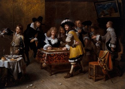 Elegantní společnost s hráči backgammonu ("La Partie De Tric-Trac") od Francois Duchatel