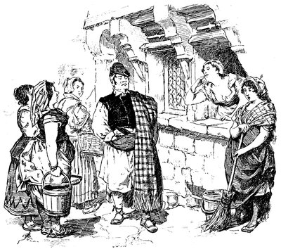 Ilustrace ke knize Paula Scarrona „Comic Romanesque“: Kapitola 19 části 2 „Elegantní Gusman vyvolává obdiv a chtíč služebných“ (litho) od Francois Edouard Zier