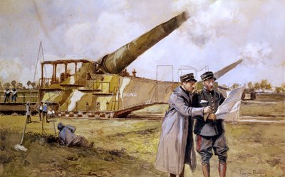 Těžké dělostřelectvo na železnici, říjen 1916 od Francois Flameng