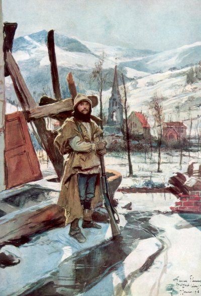 Stálá stráž poblíž Metzeral, Alsasko, leden 1916, 1926. od Francois Flameng