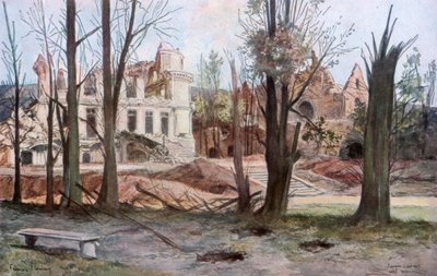 Ruiny domu, Soupir, první světová válka, duben 1917. od Francois Flameng