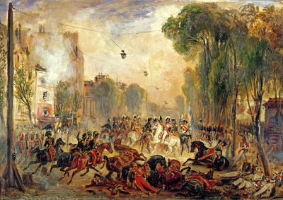 Pokus o atentát na krále Ludvíka-Philippa (1773-1850) od Giuseppe Fieschiho (1790-1836) Boulevard du Temple, 28. července 1835 (olej na plátně) od Francois Gabriel Guillaume Lepaulle
