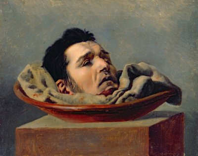 Gilotinou zavražděná hlava popraveného v Puy v roce 1825 od Francois Gabriel de Becdelievre