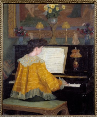 Mladá dívka u klavíru Obraz Francoise Gauziho (1862-1933) 1904 Toulouse, musee des Augustins - Mladá žena u klavíru. Obraz Francoise Gauziho (1862-1933) od Francois Gauzi