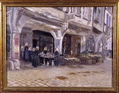 Trh pod verandami v Dinanu - od F. Gombeauxe, konec 19. století od Francois Gombeaux