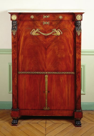 Psací stůl s víkem (zlato, mahagon, mramor a bronz) od Francois H. G. attr. to Jacob Desmalter