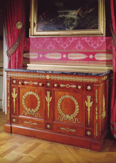 První empírová komoda, 1804-15 (akát, mramor a zlacený bronz) od Francois Honore Georges Jacob Desmalter