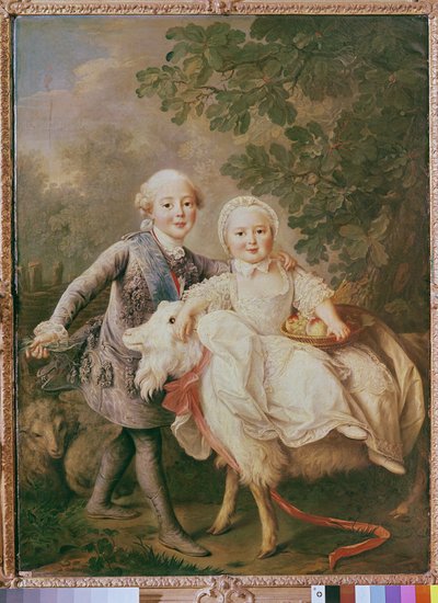 Karel Francouzský (1757-1836) hrabě z Artois a jeho sestra Clothide (1759-1802) 1763-64 od Francois Hubert Drouais