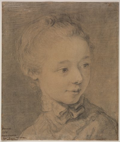 Hlava mladé dívky odbočující doprava, 1758. od Francois Hubert Drouais