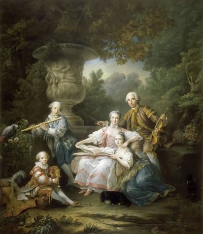 Louis II du Bouchet de Sourches se svou rodinou od Francois Hubert Drouais