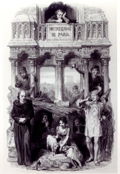 Frontispis "Notre Dame de Paris" (1831) od Victora Huga (1802-85), vyryl Auguste Francois Garnier, 1844. od Francois Joseph Aime de Lemud