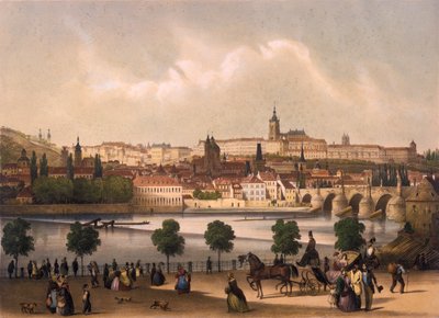 Pohled na Malou Stranu a Pražský hrad Hradčany, kolem roku 1845 od Francois Joseph Sandmann