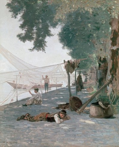 Sítě a rybáři od Francois Louis David Bocion