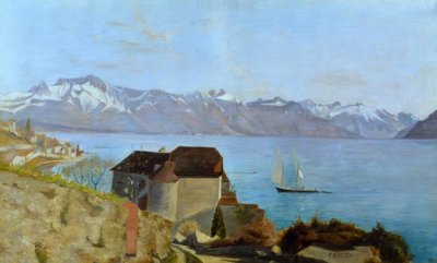 Zámek Glérolles a Ženevské jezero od Francois Louis David Bocion