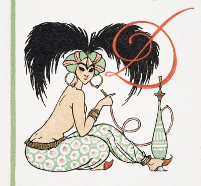 Arabian Girl with Hookah Pipe, from Personages de Comedie, pub. 1922 (pochoirový tisk) od Francois Louis Schmied