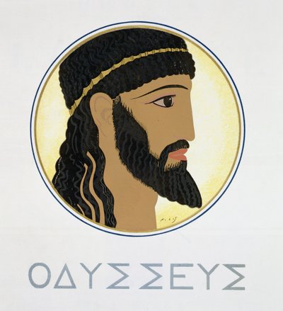Odysseus, titulní strana knihy "Homér: Odesie", vydáno Paříž 1930-33 od Francois Louis Schmied