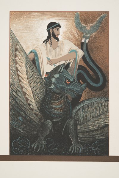 Odysseus a drak z Prométhea Spoutaný Aischylem, hospoda. 1941 (tisk šablony) od Francois Louis Schmied