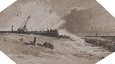 Molo v bouři od Francois Louis Thomas Francia