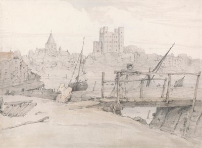 Jihovýchodní pohled na hrad Rochester a katedrálu od Francois Louis Thomas Francia