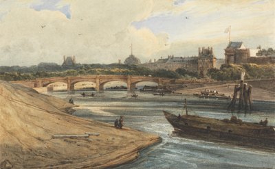 Pont de la Concorde a palác Tuileries z Cours la Reine od Francois Louis Thomas Francia