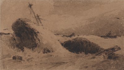 Ztroskotaná loď v rozbouřeném moři od Francois Louis Thomas Francia