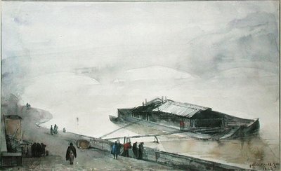 Seina, 1843 (wc na papíře) od Francois Marius Granet