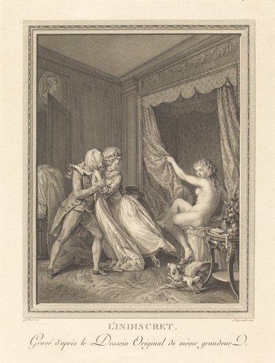 Indiskrétní od Francois Nicolas Barthelemy Dequevauviller after Antoine Borel
