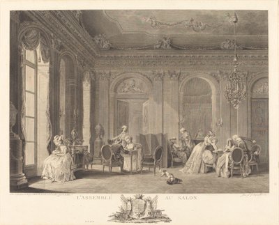Montáž v obývacím pokoji od Francois Nicolas Barthelemy Dequevauviller after Nicolas Lavreince