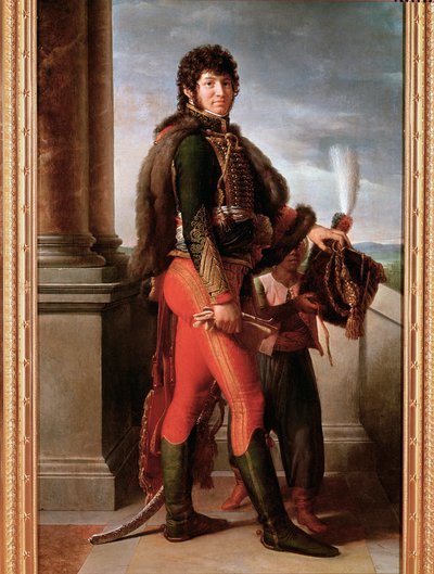 Portrét Joachima Murata v husarské uniformě, detail (olej na plátně od Baron François Pascal Simon Gérard