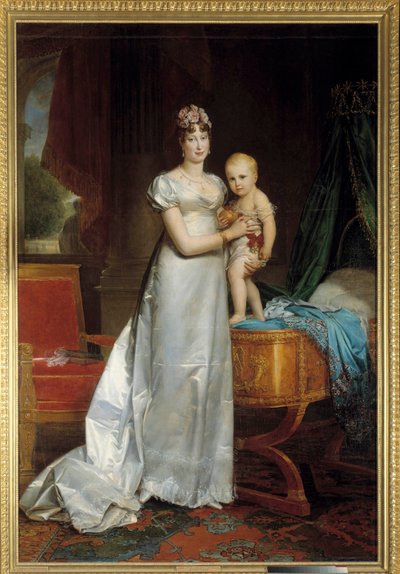 Portrét imprese Marie Louise (1791-1847) a římského krále Obraz Francoise Gerarda (1770-1837) 1813. Rozm. 2,40 x 1,62 m. Versailles, Musee du Chateau - Portrét císařovny Marie Louise (1791-1847) a římského krále. Obraz od Franca od Baron François Pascal Simon Gérard