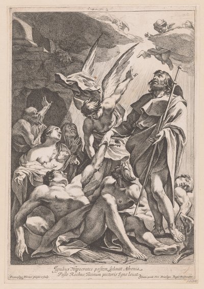 Heilige Rochus je králem pestlijderů Hippokrates potlačil mor v Athénách ohněm (...) (název na předmětu) od Francois Perrier
